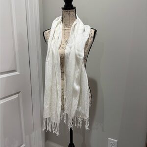 Disney Off White Scarf with Fringe